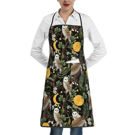 

Matuu Owls And Plants for Adjustable Cooking Aprons for Women with Pockets Kitchen Aprons for Men Water and Oil Resistant