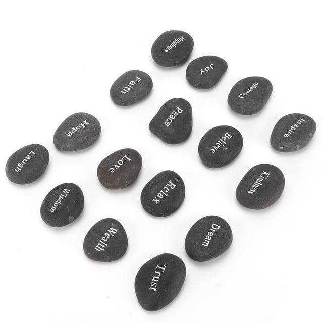 Black Matte Engraved Pebbles, Engraved Pebbles 16Pcs Divination Supplies Interior Decoration For Meditation For Divination