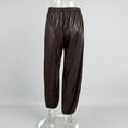 thumbnail image 6 of Tqyyweavej Faux Leather Pants for Women High Waist Elastic Waist Casual PU Trousers Drawstring Solid Color Wide Leg Pants Size S to L, 6 of 7