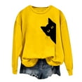 thumbnail image 4 of Arlun Oversized Cat Sweatshirts for Women Funny Black Cat Graphic Printed Casual Crewneck Pullovers Relaxed Fit Comfortable Long Sleeve Soft Hoodless Tops 2025 Yellow XL, 4 of 4