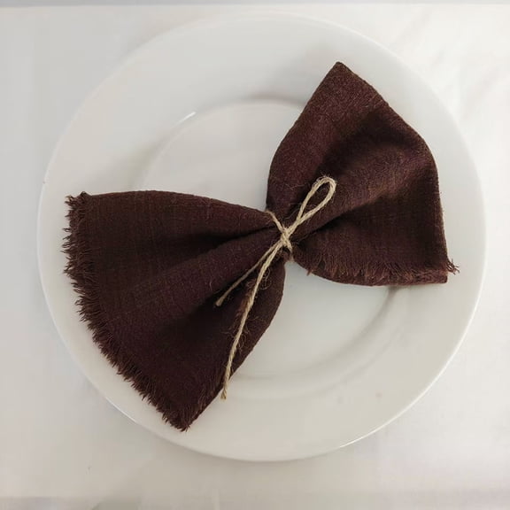 Mictong tassel cloth napkins, reusable cotton napkins, 16.54x16.54 inches, suitable for family dining and gatherings, with elegant tassel design for table decoration, 6 pieces, Dark brown