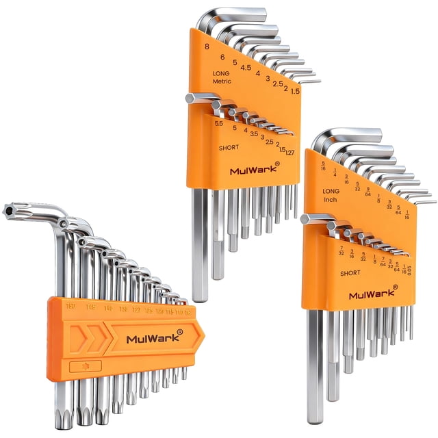 Juego de llaves Allen MULWARK métricas, SAE y Torx, 46 piezas