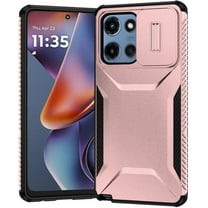 For Motorola Moto G 5G 2025 Case, Slim Fit Shockproof Hybrid with Slide Camera Window Covering, Rugged Tpu Silicone Hard PC Bumper Phone Cover (Rose gold)