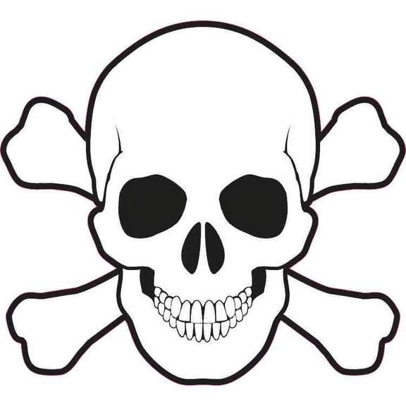 5in X 5in Skull and Cross Bones Bumper Sticker Vinyl Truck Window Decal