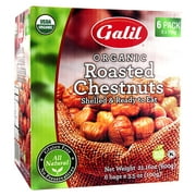 Galil Organic Roasted Chestnuts - 3.5 Oz Bags (Pack Of 6) - Shelled - Ready To Eat Snack, Gluten Free, All Natural, No Preservatives - Great for Snacking, Baking & Cooking - 100% Vegan