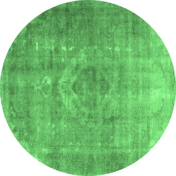 Ahgly Company Indoor Round Persian Emerald Green Traditional Area Rugs, 3' Round