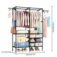 thumbnail image 4 of CACAGOO Clothes Rack, Freestanding Wardrobe Closet, Metal Clothing Racks, Heavy-Duty Garment Rack with 6 Storage Shelves Durable Steel Pipe Garment Rack Clothing Rack with 2 Extended Pendant Hooks, 4 of 9