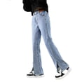 thumbnail image 4 of Coerni Girls' Basic Wash Bootcut Flared Jeans Ripped Skinny Denim Bell-Bottoms Elastic High Waist Denim Legging Pants 5-13 Years, 4 of 6