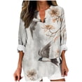 thumbnail image 2 of Njagoc3 Womens Blue & White Print Loose Cover-Up, Lightweight Cotton, Short Sleeves, Summer Beach Days, Pool Lounging & Casual Errands, 2 of 6
