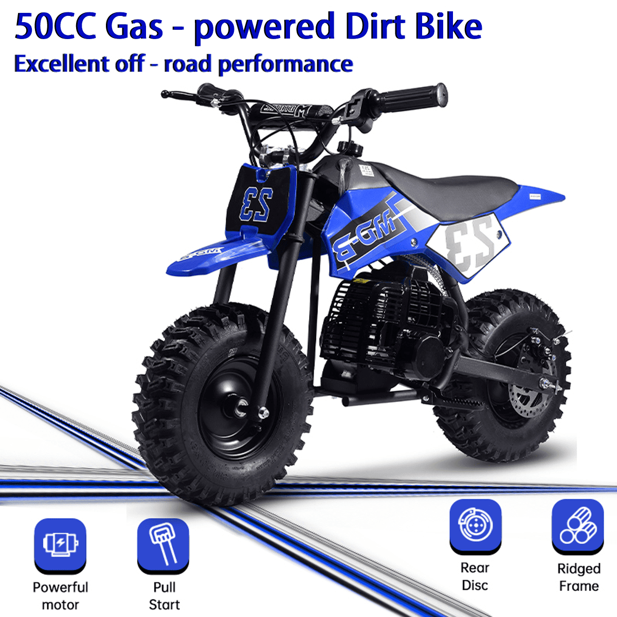 SAY YEAH Mini Bike,Gas Powered Kids Dirt Bike for Age 8-14,38*27*22in,Blue