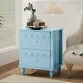 thumbnail image 2 of Anbuy Blue Nightstand Set of 2 with Petal Pattern, Modern Night Stand Set 2 with 2 Drawers for Bedroom, Side End Table Scalloped Bedside Night Tables with Solid Wood Legs, 2 of 8