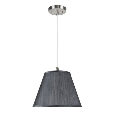 

Aspen Creative 72185-11 One-Light Hanging Pendant Ceiling Light with Transitional Hardback Empire Fabric Lamp Shade Grey-Black 13 width