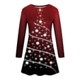 thumbnail image 3 of WaiiMak Robe de Mode pour Femmes Imprimé Arbre de Noël Manches Longues Col Rond, 3 of 4