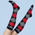 thumbnail image 7 of COUVER Women's Argyle Knee High Socks 2 Pairs Pack Black Charcoal Red Size 9-11 (4 Count), 7 of 7