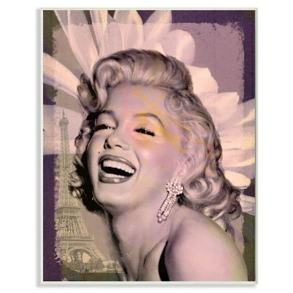 Stupell Industries Marilyn Laughing Vintage Hollywood Movie Star Classic Illustration Wall Plaque by Jadei Graphics
