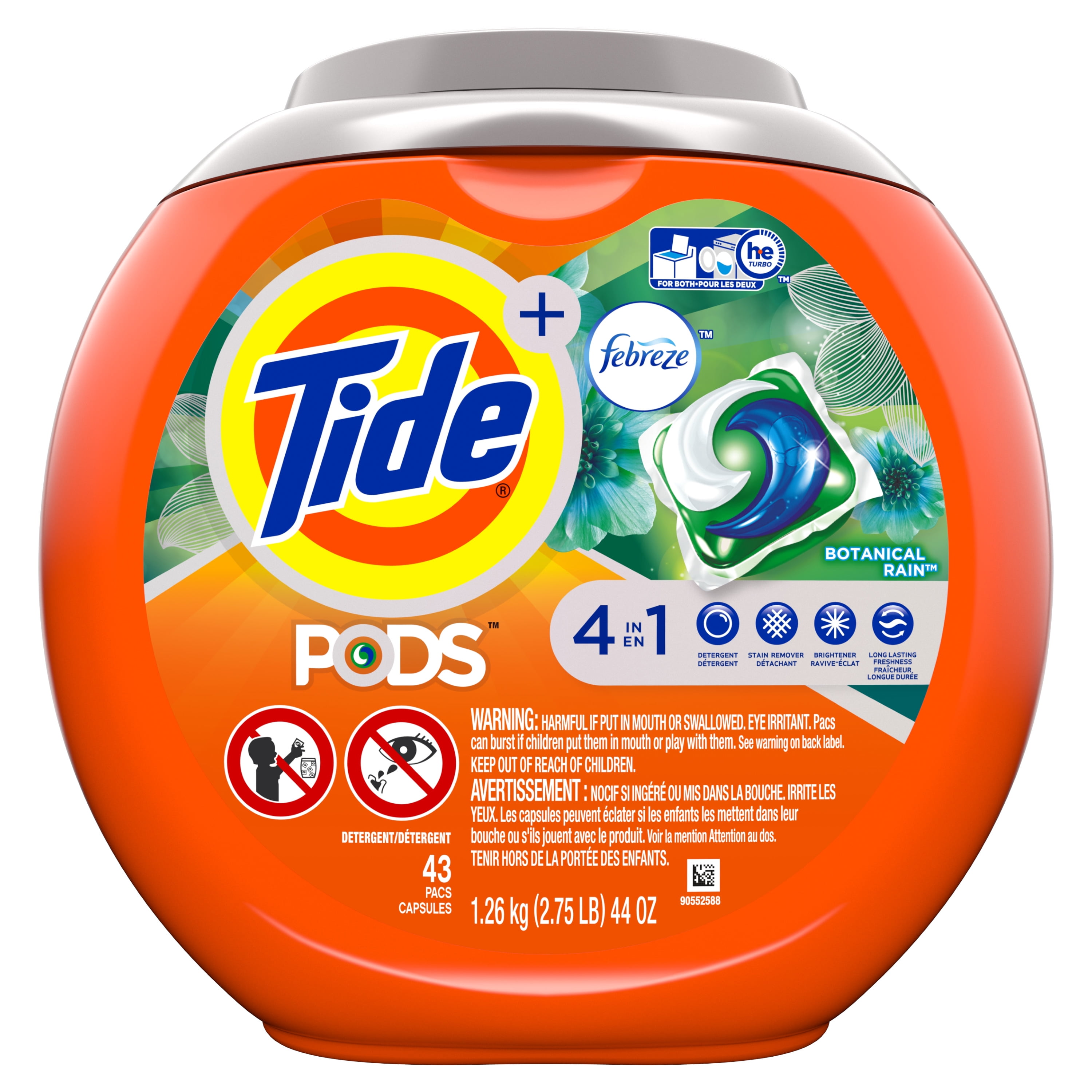 Tide PODS Liquid Laundry Detergent Pacs with Febreze, Botanical Rain