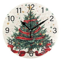 Ryvnso Christmas Tree Stars Wall Clock Non Ticking Silent Kitchen Clock Battery Operated Clocks 10 inch