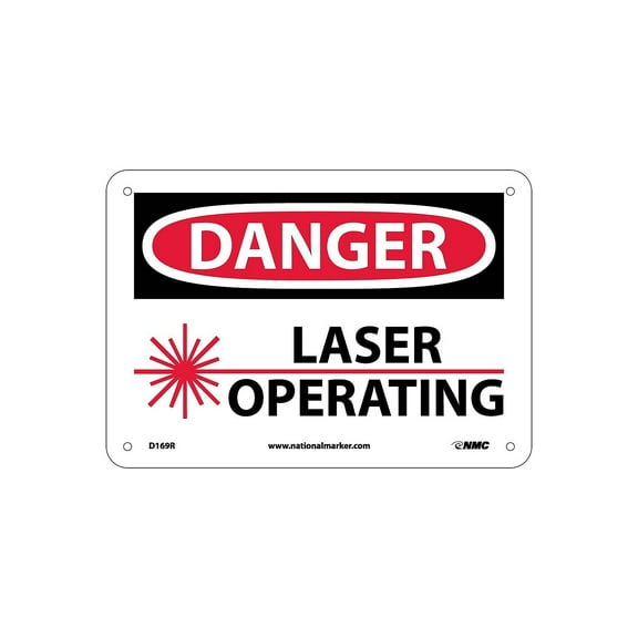 National Marker Danger Signs; Laser Operating 7X10 Rigid Plastic D169R