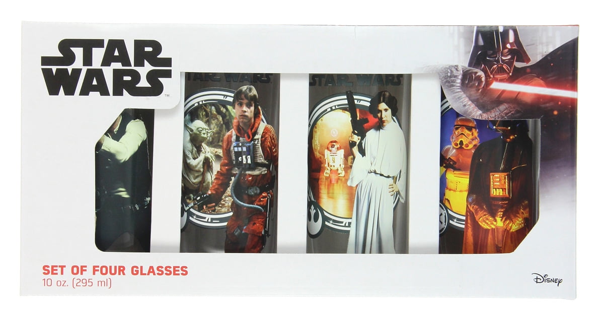 Vandor 99079 Star Wars 4 pc 10 oz Glass Set, Multicolor