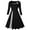 Black, variant on QLEICOM 1950's Dresses for Women Vintage, Renaissance Gothic 3/4 Sleeves Round-Neck Patchwork Dress, Womens Celtic Medieval Gothic Retro Dark Midi Dress, Halloween Casual Dress Wine L