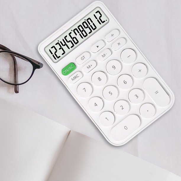 Calculadora de con de botón portátil de 12 dígitos calculadora calculadora electrónica para , blanco Yotijar minicalculadora