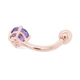 thumbnail image 4 of AFFY Round Shape Simulated Alexandrite Body Piercing Belly Button Ring in 14K Rose Gold over Sterling Silver, 4 of 6