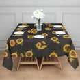thumbnail image 3 of Black Sunflower Green Leaf Pattern Square Tablecloth,Waterproof Square Table Cover,Wipeable Spillproof Washable Table Cover for Home Kitchen Party Decor 52"x52"(132x132cm), 3 of 6