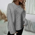 thumbnail image 2 of JYnXIANTI Womens Sweaters Solid Fashion Crewneck Long Sleeve Casual Loose Pullover Fall Winter Warm Cable Knit Tops, 2 of 6