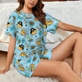 thumbnail image 4 of Wukai funny lion in pirate Women's Pajama Set - Short-Sleeve Top and Shorts with Elastic Waistband and Pockets for Loungewear, Yoga, and Casual Wear-X-Large, 4 of 6