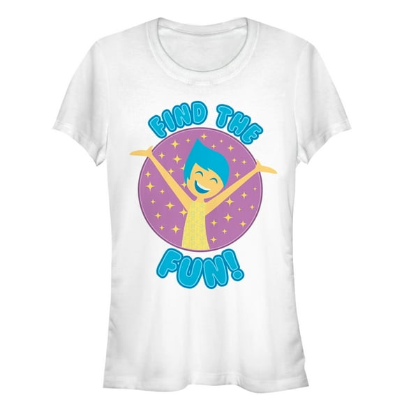 Junior's Inside Out Joy Find Fun  Graphic Tee White Medium