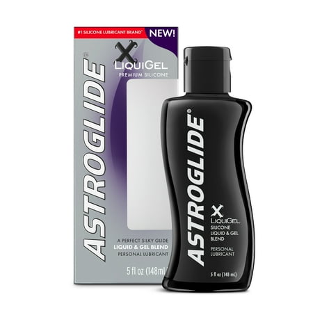 Astroglide X LiquiGel Personal Lubricant (5oz), Silicone Liquid & Gel Hybrid Lube, Silky & Lightweight, Hypoallergenic, for Men, Women, and Couples, Waterproof for Water Play,