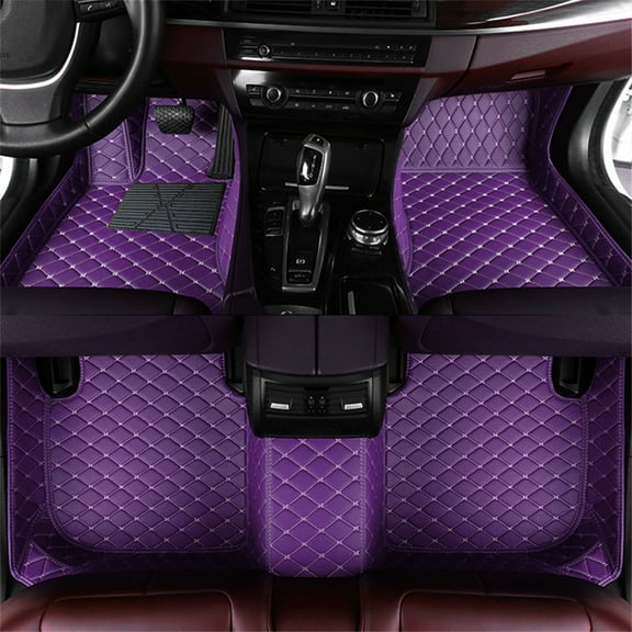 Maidao Car Carpet for Tesla,Model Y 2020-present 5 Seats Floor Mats Protection All Weather PU leather 1st and 3nd Row Purple 3pc