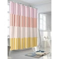 thumbnail image 3 of Fsddascl Colorful Stripe Shower Curtain Set - 66" x 72" Washable Bathtub Curtain with 12 Hooks, Modern Pink Red Yellow Vertical Striped Waterproof Fabric Stall Shower Curtains for Bathroom/Bathtub, 3 of 6