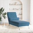 thumbnail image 3 of vidaXL Massage Chaise Lounge with Bolster Blue Velvet, 3 of 9