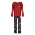 thumbnail image 2 of Odeerbi Christmas Pajamas For Family Women Parent-Child Outfit 2025 Long Sleeve Snow Letter Printed Housewear Top+Pants Suit Mom Red, 2 of 7