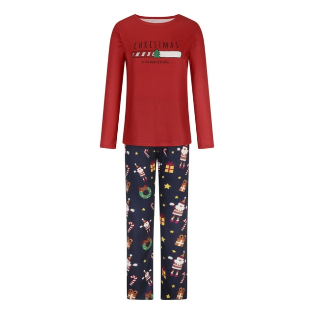 Traje navideño para padres e hijos Mujer Manga larga Muñeco de nieve Carta Traje para padres e hijos Impreso Ropa de casa Pijama Traje Top + Pantalones Traje (mamá) Traje para padres e hijos Fridja nalpqowj26698
