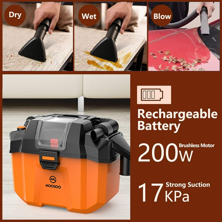 MOOSOO 17Kpa Small Shop Vacuum Cleaner, with Blower Function, 2.7 Gallon  Large Dust Tank, Ideal For Home/Garage/Garden - L10 