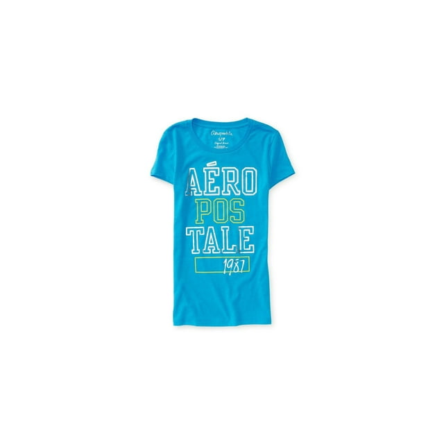 Aeropostale - Camiseta gráfica con logotipo de lámina para mujer, azul, extragrande Aeropostale Camiseta gráfica