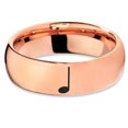 thumbnail image 2 of Tungsten Quarter Note Music Band Ring 7mm Men Women Comfort Fit 18k Rose Gold Dome Polished, 2 of 4