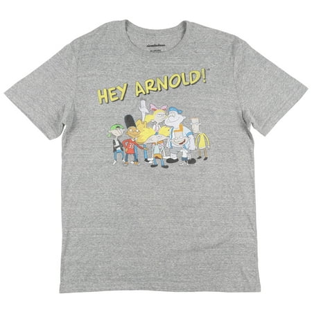 Nickelodeon Hey Arnold Vintage Regular Fit T-Shirt Retro 90s Cartoon Mens Grey