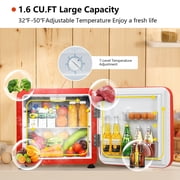 Costway 1.6 Cubic Feet Compact Refrigerator Reversible Door Mini Fridge Red