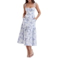 thumbnail image 3 of Gupgi Robe Florale pour Femmes, Robe Midi à Bretelles Spaghetti, Robe d'Été avec Poches, 3 of 9