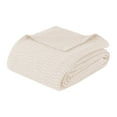 thumbnail image 2 of BNM Modern Cotton Textured Chevron Woven Blanket, California King, Ivory, 2 of 14