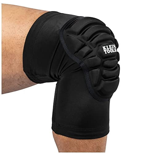 Klein Tools 60492 Knee Pads, Lightweight Padded Knee Sleeves, Breathable Mesh Back, Elastic Cuff with Slip-Resistant Silicone, Black, M/L