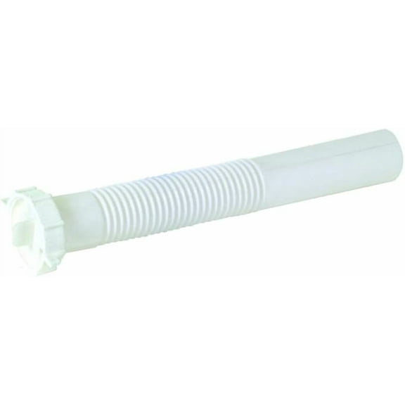 Eastman 1-1/2 Inch x 12 Inch Flexible Flanged Tailpiece with Captive Nut in White - 35315