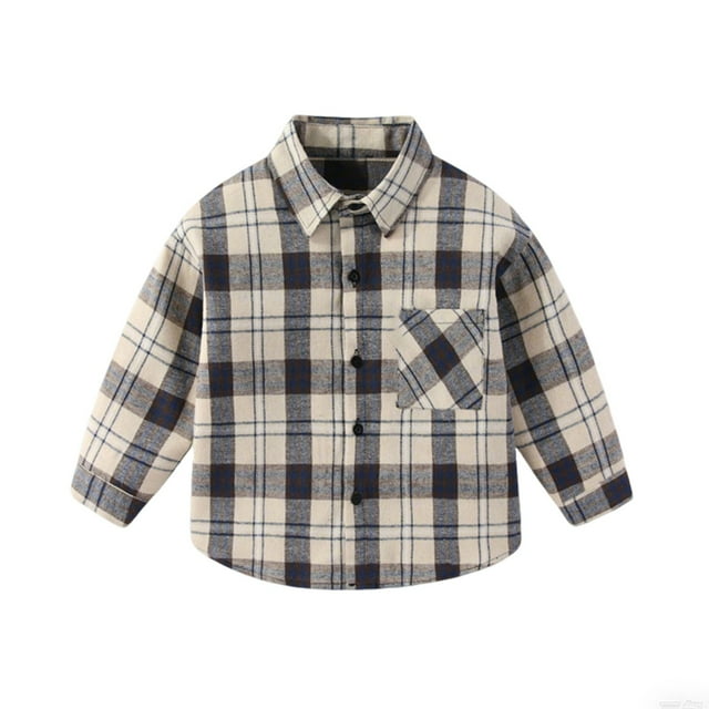 Tranfacy Chemises à Carreaux à Boutons pour Enfants à Manches Longues Col Rabattu Manteau d'Automne et Couche de Base