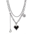 thumbnail image 1 of Women Punk Mosaic Pixel Necklace Double Layer Chain Black Heart Pendant Necklace Female, 1 of 5