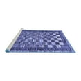 thumbnail image 2 of Ahgly Company Machine Washable Indoor Square Checkered Blue Modern Area Rugs, 6' Square, 2 of 4