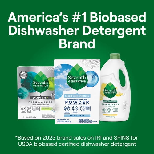 Seventh Generation Dishwasher Detergent Powder, Free & Clear, 45 fl Oz