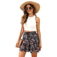 thumbnail image 3 of Shorts for Women Summer Casual Chiffon Skorts Boho Ruffle Tennis Mini Skirts Gold flowers XS, 3 of 8